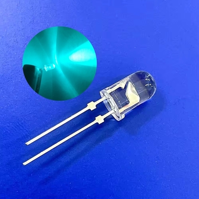 5mm verkeerswaarschuwingslicht LED-diode 500nm Blauwgroen Kleur 13800mcd Korte stopknopen
