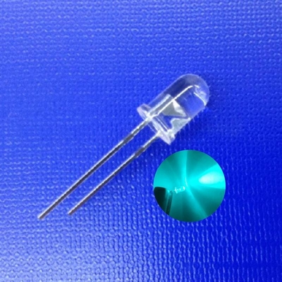 5mm verkeerswaarschuwingslicht LED-diode 45deg 500nm Blauwgroen Kleur 15000mcd Ronde vorm Helder lens
